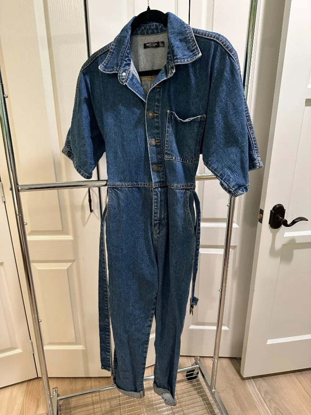 Nasty Gal Denim Jumpsuit Boilersuit, US 2 - Picture 4 of 6